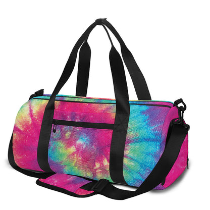 Blue Pink And Yellow Tie Dye Print Gym Bag