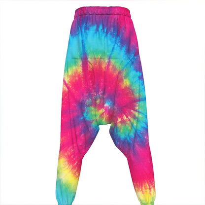 Blue Pink And Yellow Tie Dye Print Hammer Pants