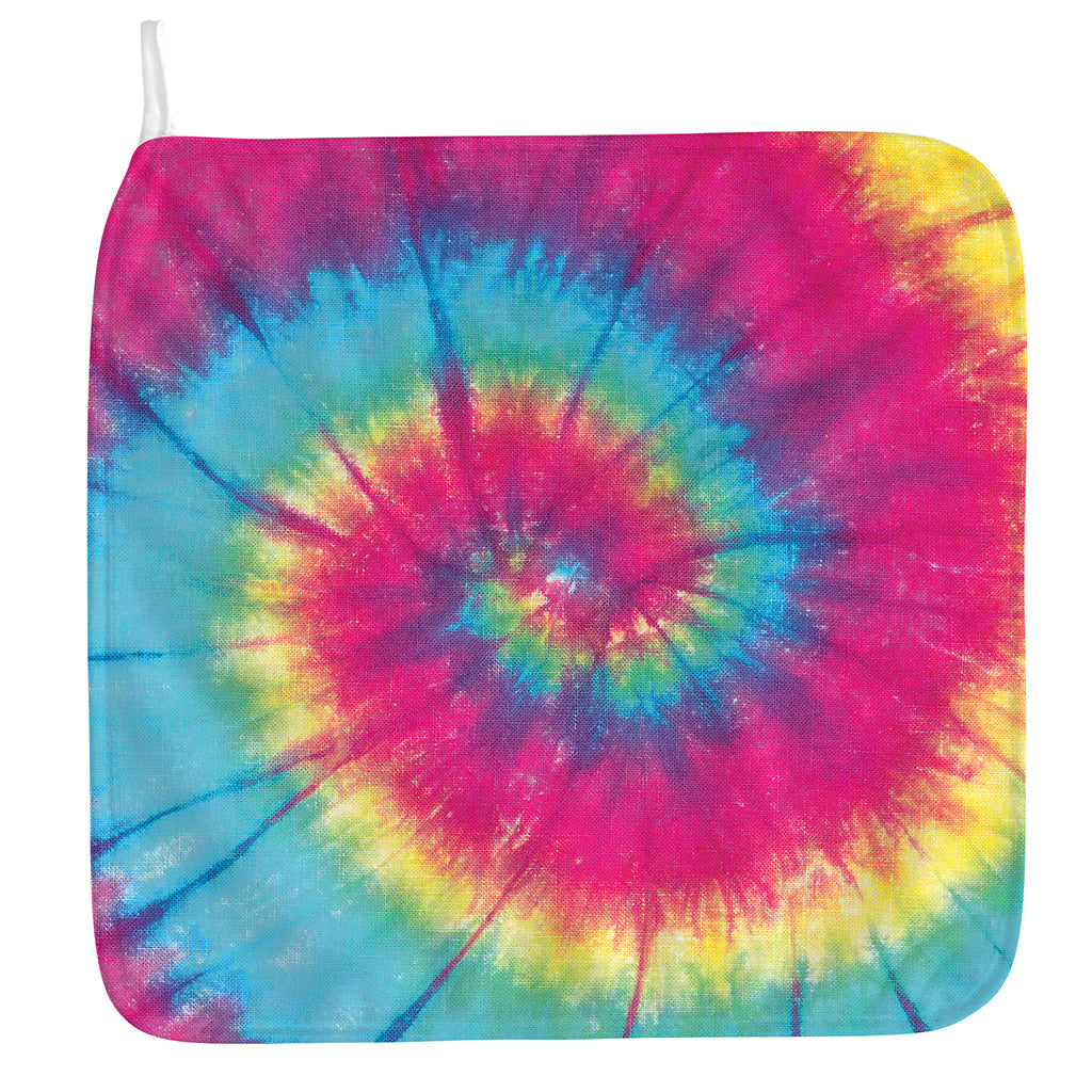 Blue Pink And Yellow Tie Dye Print Hand Towel