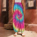 Blue Pink And Yellow Tie Dye Print Harem Pants