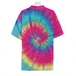 Blue Pink And Yellow Tie Dye Print Hawaiian Shirt