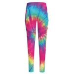 Blue Pink And Yellow Tie Dye Print High-Waisted Pocket Leggings