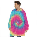 Blue Pink And Yellow Tie Dye Print Hoodie Blanket
