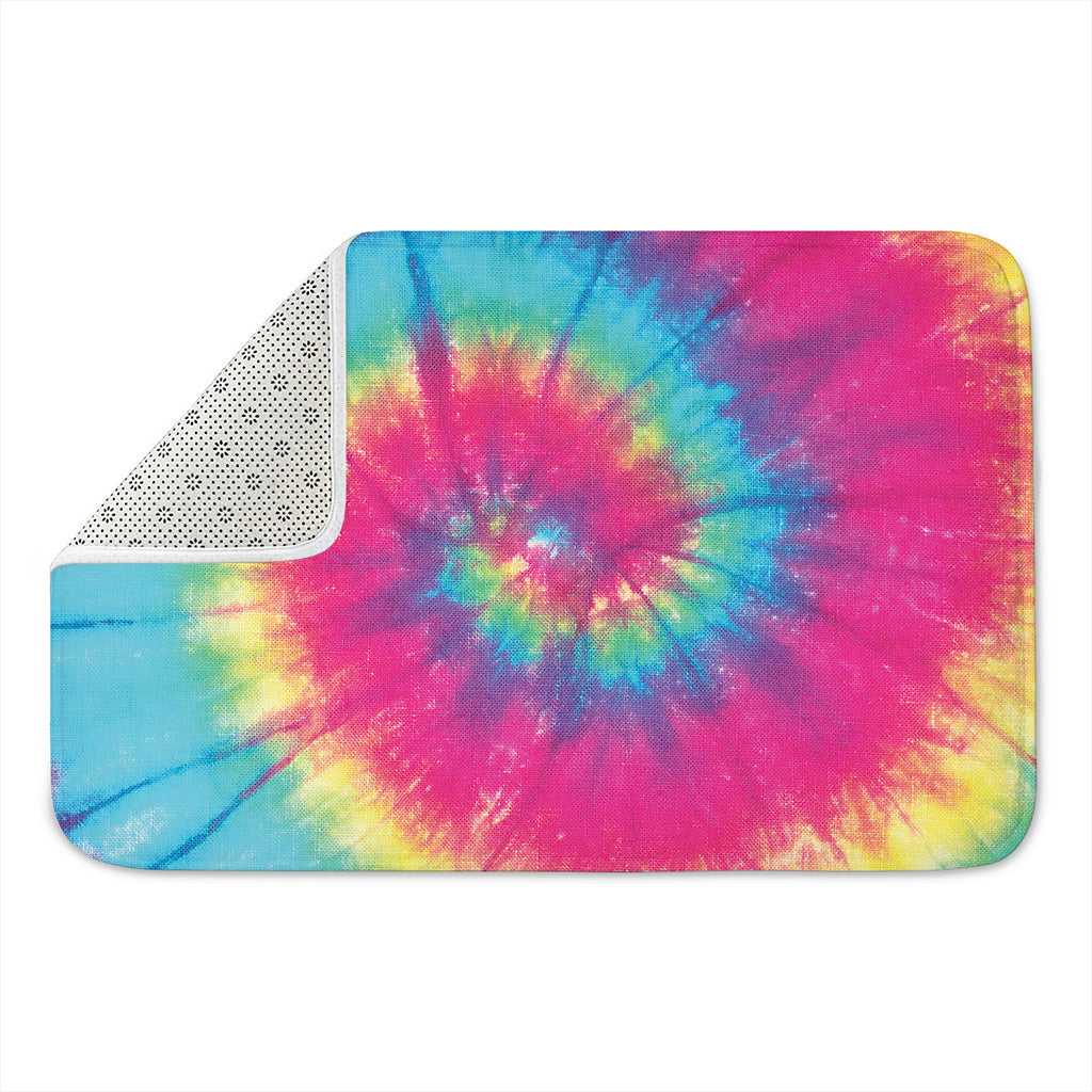 Blue Pink And Yellow Tie Dye Print Indoor Door Mat