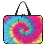 Blue Pink And Yellow Tie Dye Print Laptop Sleeve With Handle
