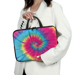 Blue Pink And Yellow Tie Dye Print Laptop Sleeve With Handle