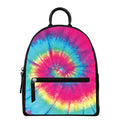 Blue Pink And Yellow Tie Dye Print Leather Backpack