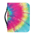 Blue Pink And Yellow Tie Dye Print Leather Bible Cover