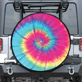 Blue Pink And Yellow Tie Dye Print Leather Spare Tire Cover