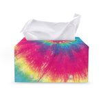 Blue Pink And Yellow Tie Dye Print Leather Tissue Box Cover