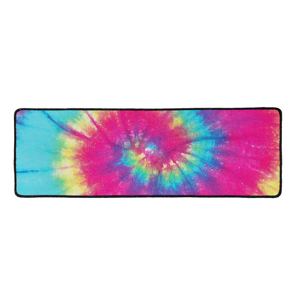 Blue Pink And Yellow Tie Dye Print Long Kitchen Mat