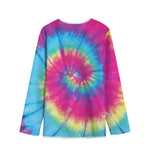 Blue Pink And Yellow Tie Dye Print Long Sleeve Short Coat