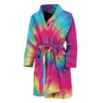 Blue Pink And Yellow Tie Dye Print Men's Bathrobe