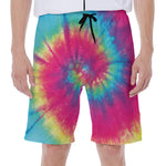 Blue Pink And Yellow Tie Dye Print Men's Beach Shorts