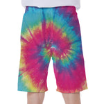 Blue Pink And Yellow Tie Dye Print Men's Beach Shorts