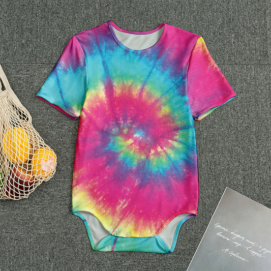 Blue Pink And Yellow Tie Dye Print Men's Bodysuit