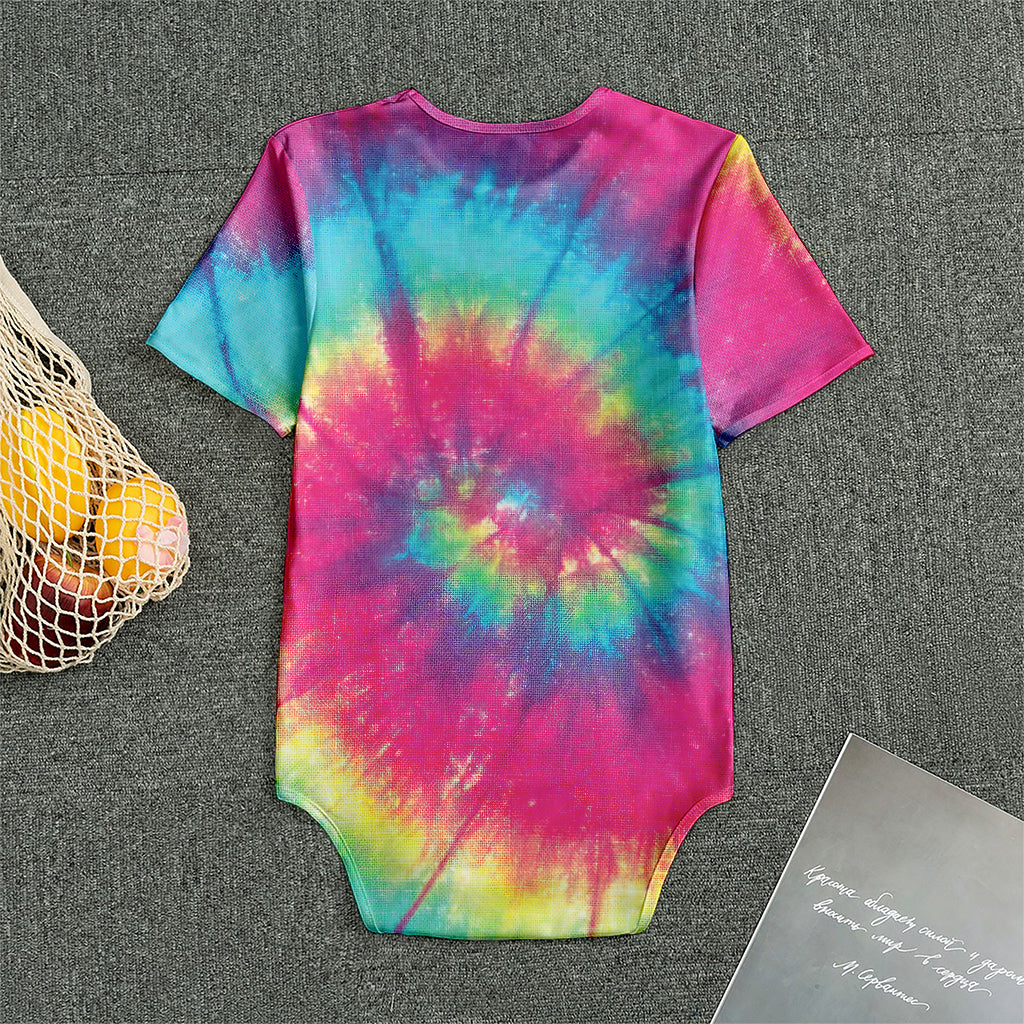 Blue Pink And Yellow Tie Dye Print Men's Bodysuit