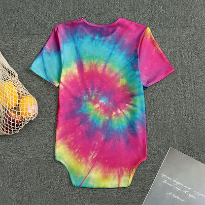 Blue Pink And Yellow Tie Dye Print Men's Bodysuit