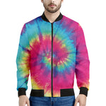 Blue Pink And Yellow Tie Dye Print Men's Bomber Jacket