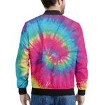 Blue Pink And Yellow Tie Dye Print Men's Bomber Jacket