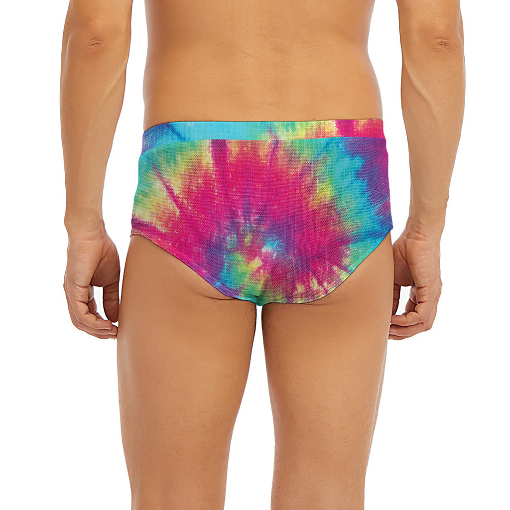 Blue Pink And Yellow Tie Dye Print Men's Briefs