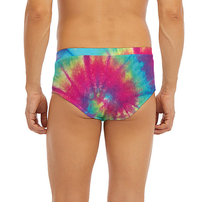 Blue Pink And Yellow Tie Dye Print Men's Briefs