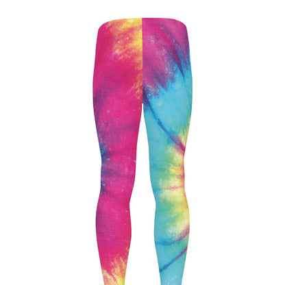Blue Pink And Yellow Tie Dye Print Men's leggings