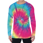 Blue Pink And Yellow Tie Dye Print Men's Long Sleeve T-Shirt