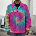 Blue Pink And Yellow Tie Dye Print Men's Shirt Jacket