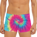 Blue Pink And Yellow Tie Dye Print Men's Short Boxer Briefs