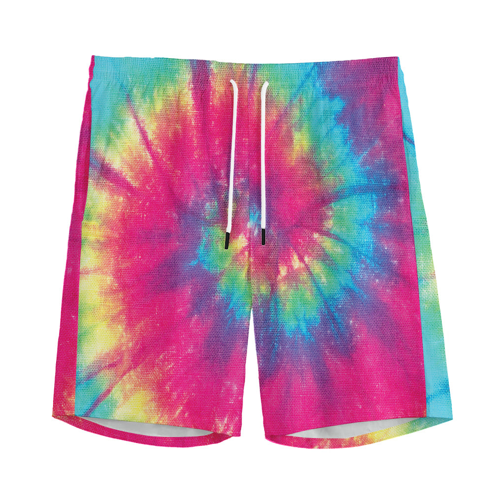 Blue Pink And Yellow Tie Dye Print Men's Sports Shorts