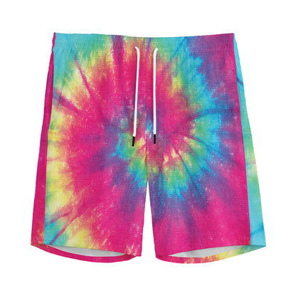 Blue Pink And Yellow Tie Dye Print Men's Sports Shorts