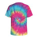 Blue Pink And Yellow Tie Dye Print Men's Sports T-Shirt