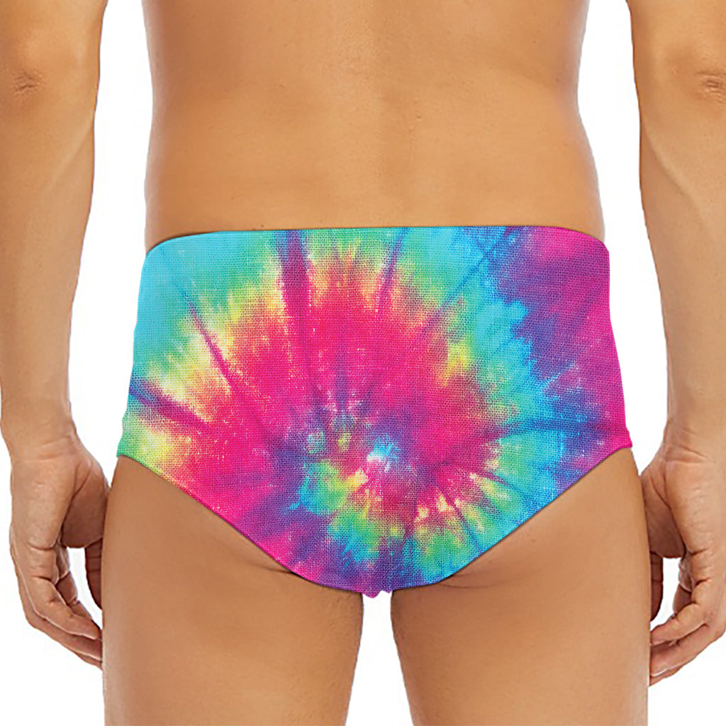 Blue Pink And Yellow Tie Dye Print Men's Triangle Swim Briefs