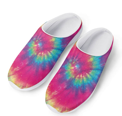 Blue Pink And Yellow Tie Dye Print Mesh Casual Shoes