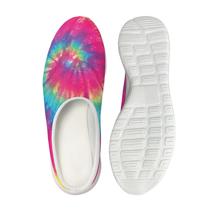 Blue Pink And Yellow Tie Dye Print Mesh Casual Shoes