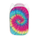 Blue Pink And Yellow Tie Dye Print Mesh Laundry Hamper