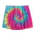 Blue Pink And Yellow Tie Dye Print Mesh Shorts