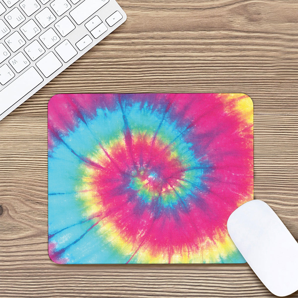Blue Pink And Yellow Tie Dye Print Mouse Pad