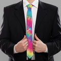 Blue Pink And Yellow Tie Dye Print Necktie