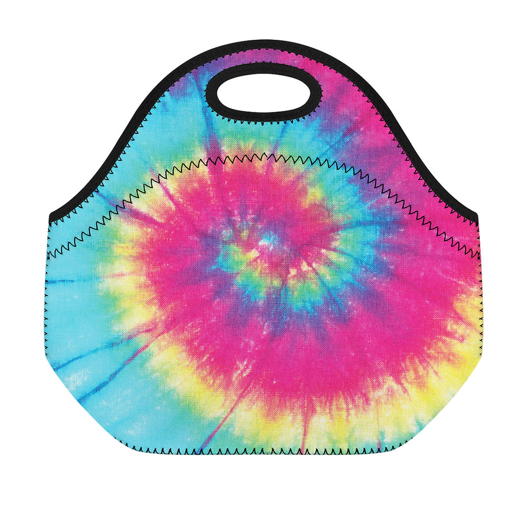 Blue Pink And Yellow Tie Dye Print Neoprene Lunch Bag