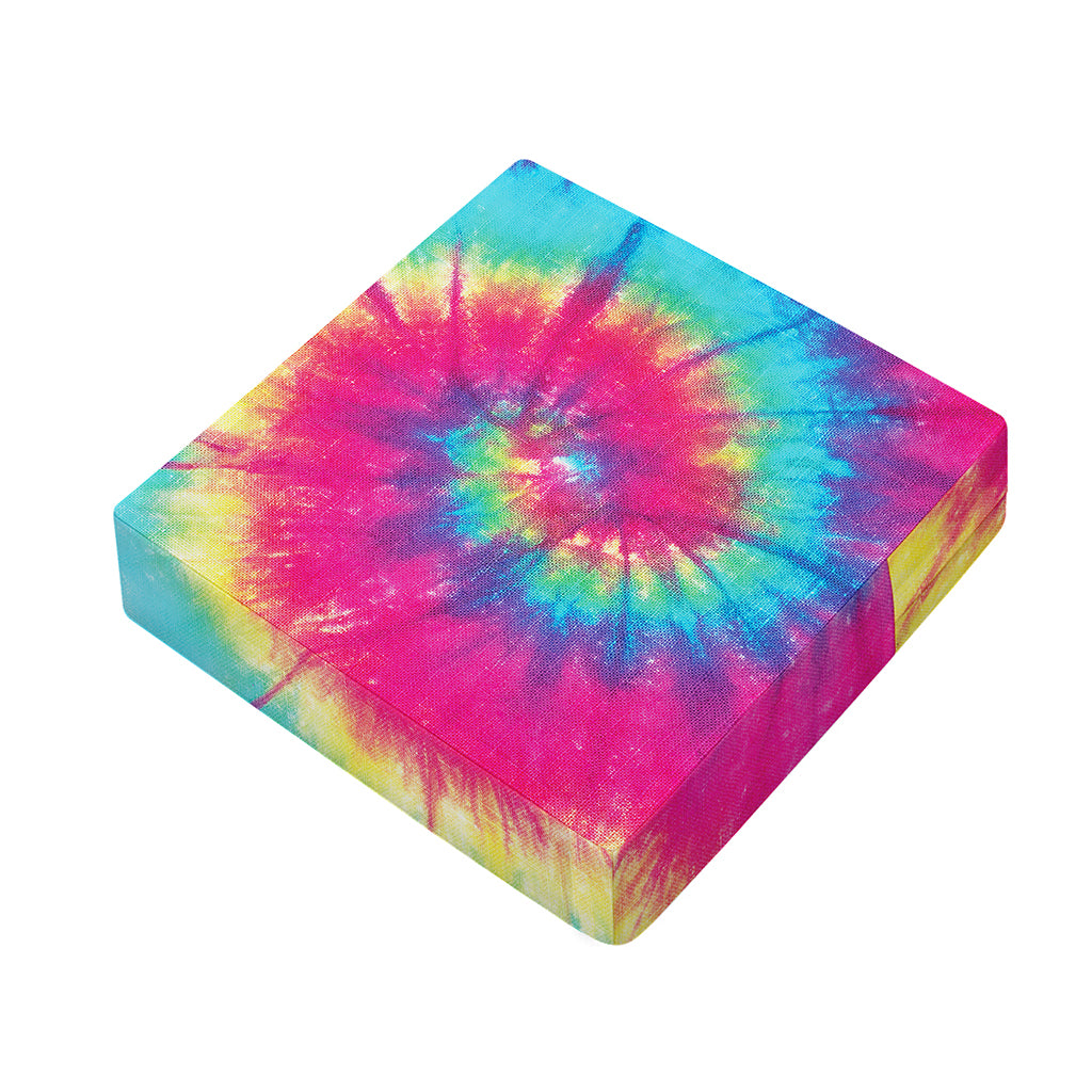 Blue Pink And Yellow Tie Dye Print Outdoor Seat Cushion Cover
