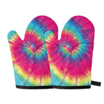 Blue Pink And Yellow Tie Dye Print Oven Mitts