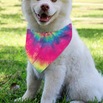 Blue Pink And Yellow Tie Dye Print Over The Collar Dog Bandana
