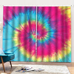 Blue Pink And Yellow Tie Dye Print Pencil Pleat Curtains