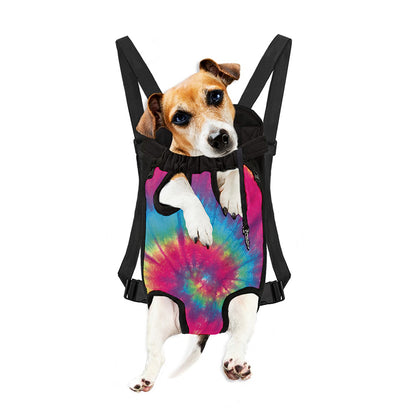 Blue Pink And Yellow Tie Dye Print Pet Carrier Backpack