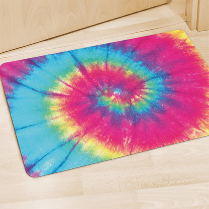 Blue Pink And Yellow Tie Dye Print Polyester Doormat