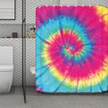 Blue Pink And Yellow Tie Dye Print Polyester Shower Curtain