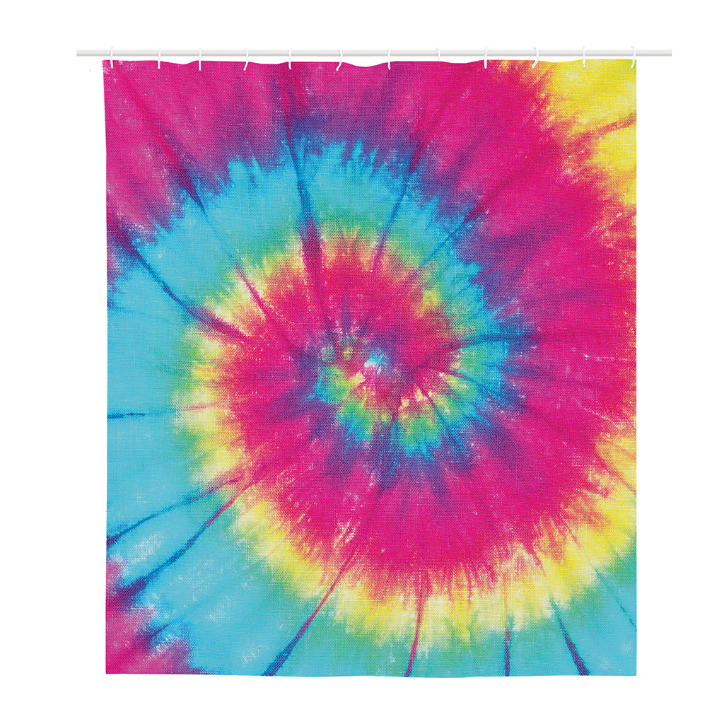 Blue Pink And Yellow Tie Dye Print Polyester Shower Curtain
