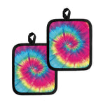 Blue Pink And Yellow Tie Dye Print Pot Holders